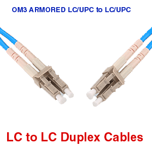 LC/UPC-LC/UPC ARMORED OM3 Duplex Fiber Optic Cables