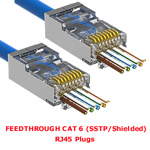 RJ45 CAT-6 SSTP ( SHIELDED ) PLUG WITH END PASS THROUGH