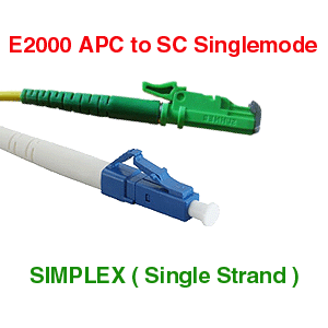 E2000 APC to LC UPC 9/125 Simplex Fiber Optic Cable