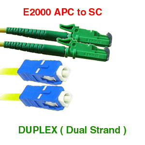 E2000 APC to SC 9/125 Duplex Fiber Optic Cables