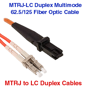MT-RJ to LC OM1 and OM2 Multimode Fiber Optic Patch Cable