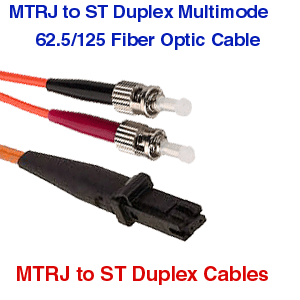MT-RJ to ST OM1 and OM2 Multimode Fiber Optic Patch Cable