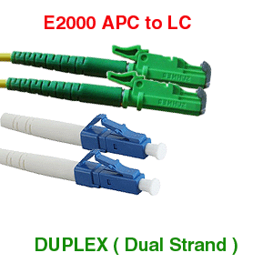 LC to E2000 APC Duplex Fiber Optic Cables