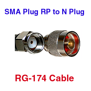 SMA RP to N RG-174 Coax Cables