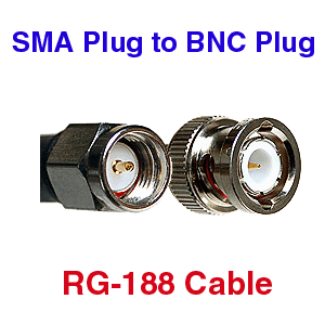 SMA Plug to BNC Plug RG-188 Coax Cables