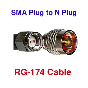 SMA Male to N Male RG-174 Coax Cables